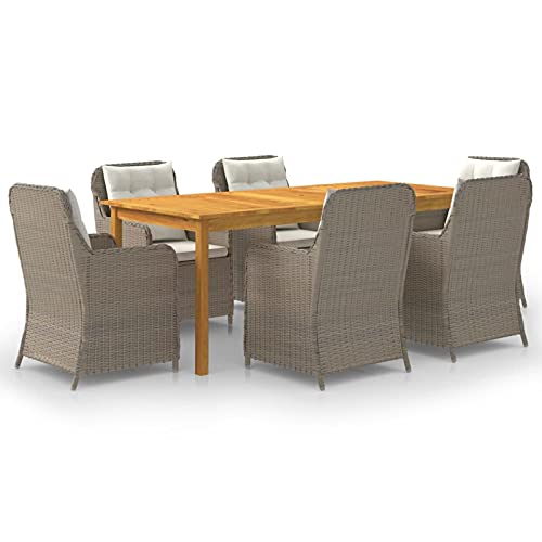 Verderoom Gartenmöbel Set 6 Stühle Mit Tisch, Gartenmöbel Set, Gartentisch Mit Stühlen, Sitzgruppe Outdoor, Braun 7-TLG von Verderoom