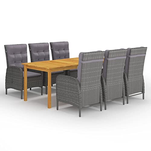Verderoom Gartenmöbel Set 6 Stühle Mit Tisch, Gartenmöbel Set, Sitzgruppe Outdoor, Gartentisch Mit Stühlen, Grau 7-TLG von Verderoom