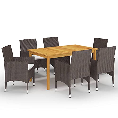 Verderoom Gartenmöbel Set 6 Stühle Mit Tisch, Gartentisch Mit Stühlen, Gartenmöbel Set, Sitzgruppe Outdoor, Braun 7-TLG von Verderoom