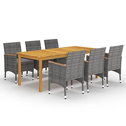 Verderoom Gartenmöbel Set 6 Stühle Mit Tisch, Gartentisch Mit Stühlen, Gartenmöbel Set, Sitzgruppe Outdoor, Grau 7-TLG von Verderoom