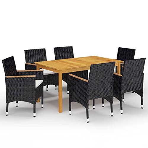 Verderoom Gartenmöbel Set 6 Stühle Mit Tisch, Gartentisch Mit Stühlen, Gartenmöbel Set, Sitzgruppe Outdoor, Schwarz 7-TLG von Verderoom