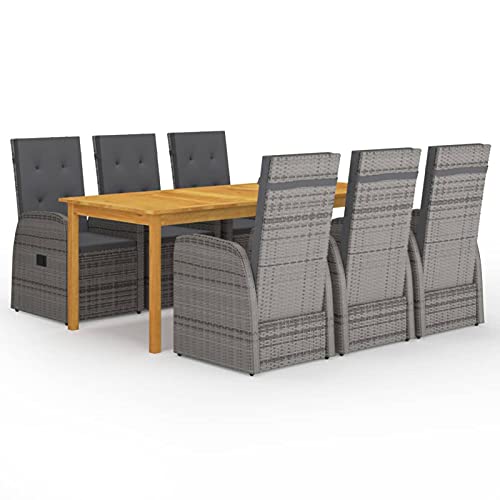 Verderoom Gartenmöbel Set 6 Stühle Mit Tisch, Sitzgruppe Outdoor, Gartentisch Mit Stühlen, Gartenmöbel Set, Grau 7-TLG von Verderoom