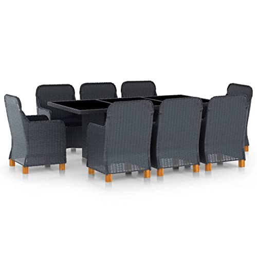Verderoom Gartenmöbel Set 8 Stühle Mit Tisch, Gartenmöbel Set, Gartentisch Mit Stühlen, Sitzgruppe Outdoor, mit Auflagen Poly Rattan Dunkelgrau 9-TLG von Verderoom