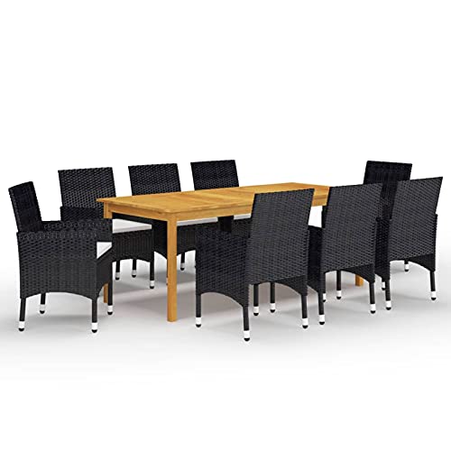 Verderoom Gartenmöbel Set 8 Stühle Mit Tisch, Gartentisch Mit Stühlen, Gartenmöbel Set, Sitzgruppe Outdoor, Schwarz 9-TLG von Verderoom