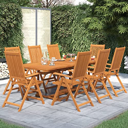 Verderoom Gartenmöbel Set 8 Stühle Mit Tisch, Sitzgruppe Outdoor, Gartentisch Mit Stühlen, Gartenmöbel Set, Massivholz Akazie 9-TLG von Verderoom