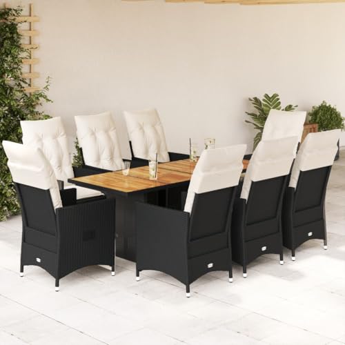 Verderoom Gartenmöbel Set 8 Stühle Mit Tisch, Verstellbar Garten Essgruppe, Rattan Sitzgruppe, Sitzgruppe Outdoor, mit Kissen Schwarz#2 9-TLG Verderoom Gartenmöbel Set 8 Stühle Mit Tisch, Verstellbar Garten Essgruppe, Rattan Sitzgruppe, Sitzgruppe Outdoor, mit Kissen Schwarz#2 9-TLG von Verderoom