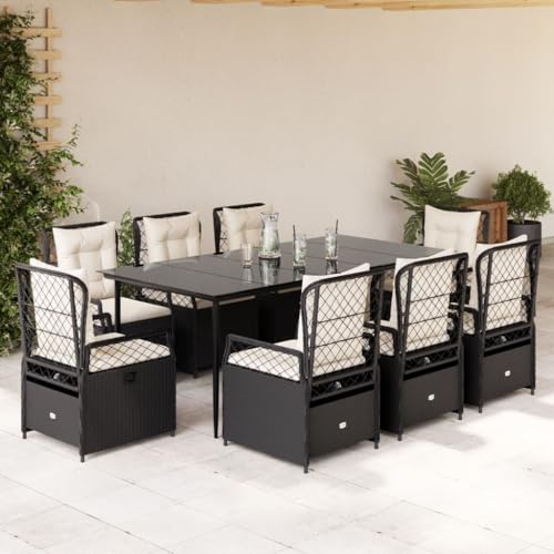 Verderoom Gartenmöbel Set 8 Verstellbare Hochlehner Stühlen mit Tisch Garten Sitzgruppe 8 Personen Verstellbar Gartenmöbel Set 8 Personen Rattan sitzgruppe mit Kissen-Schwarz-9-tlg Typ 2 Verderoom Gartenmöbel Set 8 Verstellbare Hochlehner Stühlen mit Tisch Garten Sitzgruppe 8 Personen Verstellbar Gartenmöbel Set 8 Personen Rattan sitzgruppe mit Kissen-Schwarz-9-tlg Typ 2 von Verderoom