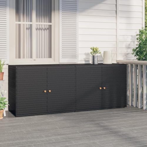 Verderoom Gartenschrank für den außenbereich Balkonschrank Vorratsschrank Spindschrank Außenschrank Allzweckschrank Außenschrank Haushaltsschrank Schwarz 198x55,5x80 cm Poly Rattan- von Verderoom
