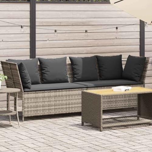 Verderoom Gartensofa Balkonsofa Lounge Sofa Outdoor Sitzgruppe für Garten Terrasse Rattansofa Couch-Hellgrau- von Verderoom