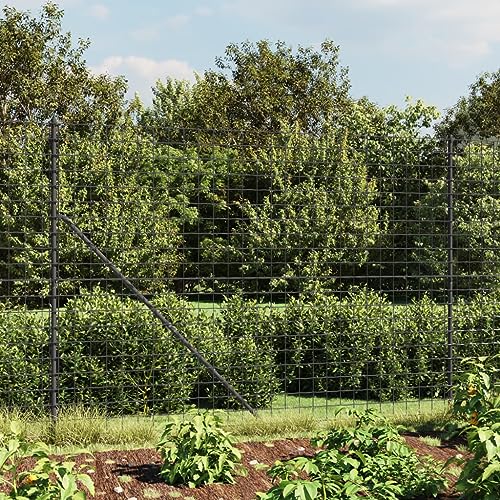 Verderoom Maschendrahtzaun komplettset 1.8 x 10 m Maschendrahtzaun 180 cm höhe Gartenzaun komplettset Gartenzaun Maschendrahtzaun set anthrazit Verzinkter Stahl-Anthrazit-1.8 x 10 m Typ 2 von Verderoom