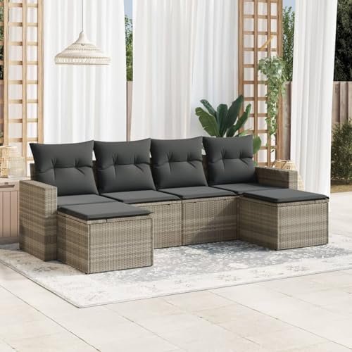 Verderoom Polyrattan Lounge mit Stauraum Rattan Gartenmöbel Set Gartenlounge Balkon Lounge Gartenmöbel Set wetterfest Sitzgruppe für Garten Terrasse und Balkon-Hellgrau-6-tlg Verderoom Polyrattan Lounge mit Stauraum Rattan Gartenmöbel Set Gartenlounge Balkon Lounge Gartenmöbel Set wetterfest Sitzgruppe für Garten Terrasse und Balkon-Hellgrau-6-tlg von Verderoom