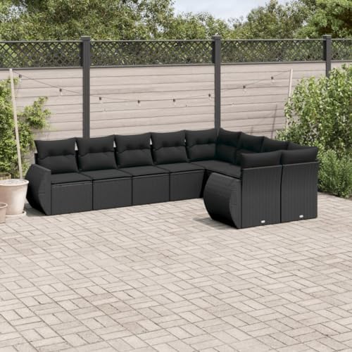 Verderoom Polyrattan Lounge mit Stauraum Rattan Gartenmöbel Set Gartenlounge Balkon Lounge Gartenmöbel Set wetterfest Sitzgruppe für Garten Terrasse und Balkon-Schwarz-9-tlg Typ 4 von Verderoom