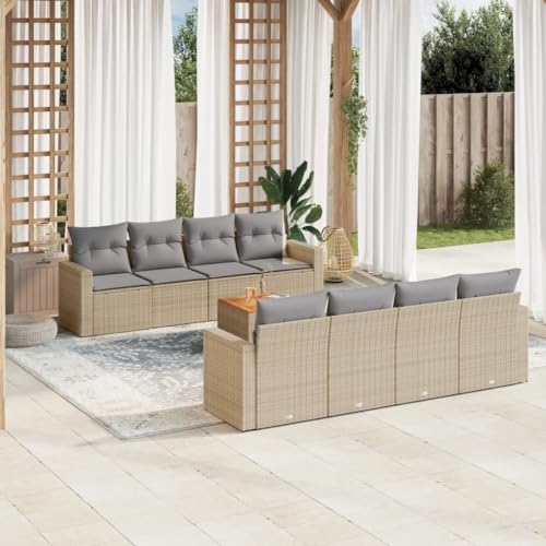 Verderoom Polyrattan Lounge mit Stauraum Rattan Gartenmöbel Set mit stauraum Gartenlounge Balkon Lounge Sitzgruppe Outdoor Ecklounge Sitzgarnitur-Mischung Beige und Hellgrau-9-tlg Typ 2 von Verderoom