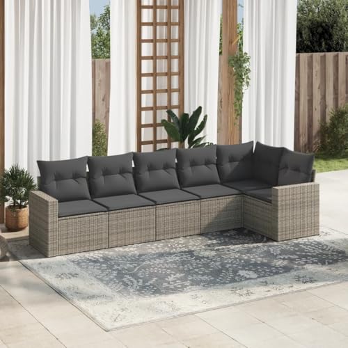 Verderoom Rattan Gartenmöbel Set mit Stauraum Polyrattan Lounge Balkon Lounge Sitzgruppe Outdoor Gartensofa Ecksofa Rattansofa Balkonmöbel-Grau-6-tlg Typ 4 von Verderoom