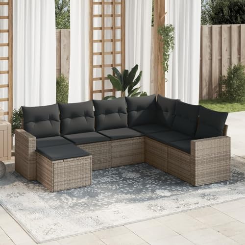 Verderoom Rattan Gartenmöbel Set mit Stauraum Polyrattan Lounge Balkon Lounge Sitzgruppe Outdoor Gartensofa Ecksofa Rattansofa Balkonmöbel-Grau-7-tlg Typ 3 von Verderoom