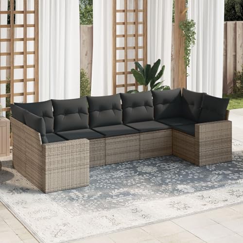Verderoom Rattan Gartenmöbel Set mit Stauraum Polyrattan Lounge Balkon Lounge Sitzgruppe Outdoor Gartensofa Ecksofa Rattansofa Balkonmöbel-Grau-7-tlg Typ 4 von Verderoom