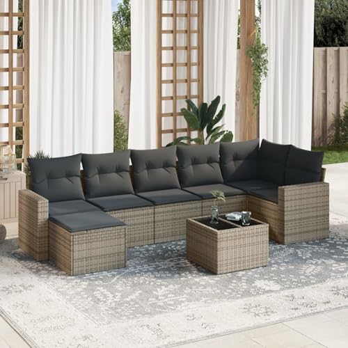 Verderoom Rattan Gartenmöbel Set mit Stauraum Polyrattan Lounge Balkon Lounge Sitzgruppe Outdoor Gartensofa Ecksofa Rattansofa Balkonmöbel-Grau-8-tlg Typ 2 von Verderoom