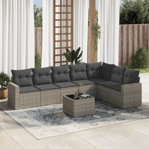 Verderoom Rattan Gartenmöbel Set mit Stauraum Polyrattan Lounge Balkon Lounge Sitzgruppe Outdoor Gartensofa Ecksofa Rattansofa Balkonmöbel-Grau-8-tlg Typ 3 von Verderoom