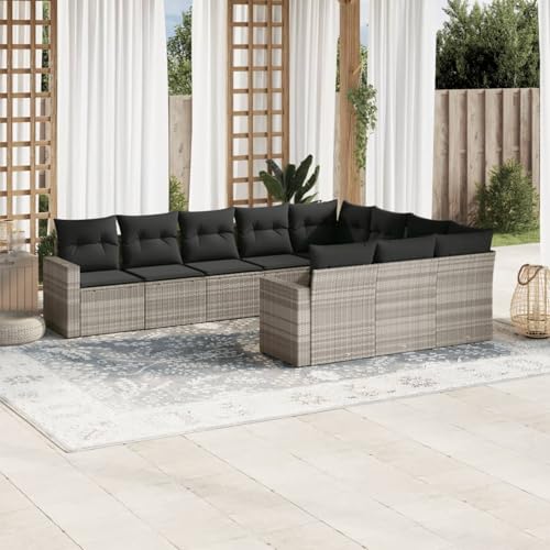 Verderoom Rattan Gartenmöbel Set mit Stauraum Polyrattan Lounge Balkon Lounge Sitzgruppe Outdoor Gartensofa Ecksofa Rattansofa Balkonmöbel-Hellgrau-10-tlg Typ 3 von Verderoom