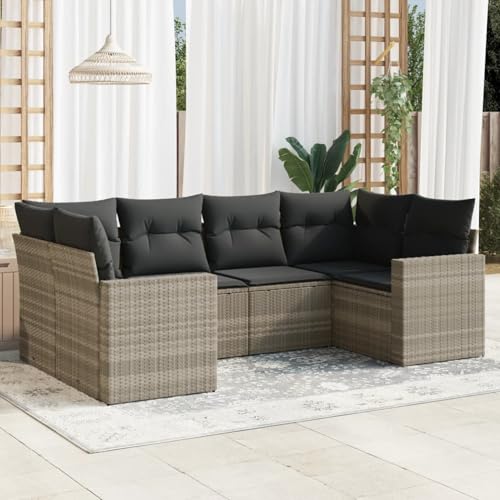 Verderoom Rattan Gartenmöbel Set mit Stauraum Polyrattan Lounge Balkon Lounge Sitzgruppe Outdoor Gartensofa Ecksofa Rattansofa Balkonmöbel-Hellgrau-6-tlg Typ 5 von Verderoom