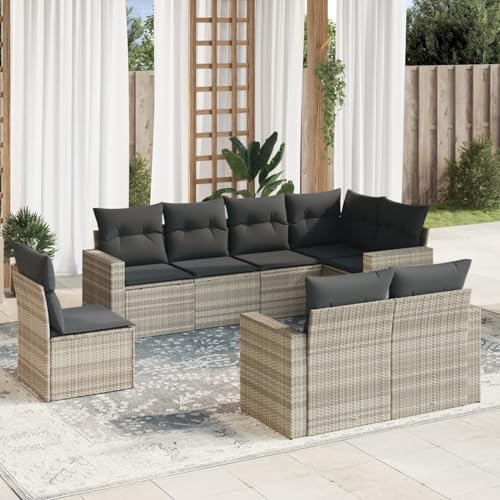 Verderoom Rattan Gartenmöbel Set mit Stauraum Polyrattan Lounge Balkon Lounge Sitzgruppe Outdoor Gartensofa Ecksofa Rattansofa Balkonmöbel-Hellgrau-8-tlg Typ 4 von Verderoom