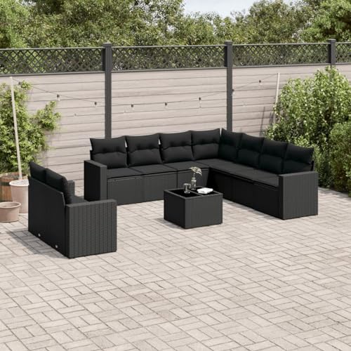 Verderoom Rattan Gartenmöbel Set mit Stauraum Polyrattan Lounge Balkon Lounge Sitzgruppe Outdoor Gartensofa Ecksofa Rattansofa Balkonmöbel-Schwarz-10-tlg Typ 4 von Verderoom