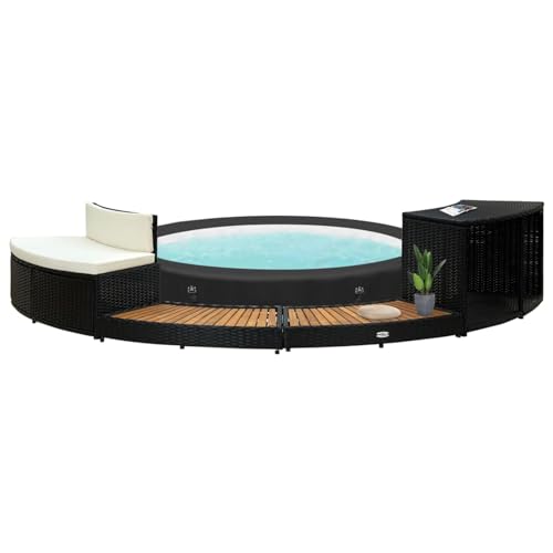 Verderoom Whirlpool umrandung Poolumrandung Witterungsbeständig Poolumrandung Poolverkleidung Whirlpool Umrandung Polyrattan Verkleidung Einfassung Rund-Typ 2 von Verderoom