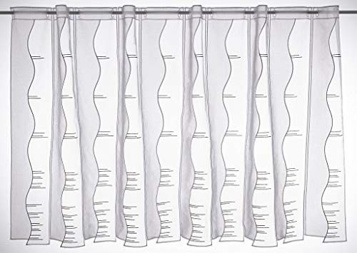 Verdi Scheibengardine Moderne Streifen 80 cm hoch weiß anthrazit grau - Wunschbreite frei wählbar durch gekaufte Menge in 15,5 cm Schritten - Meterware von Verdi