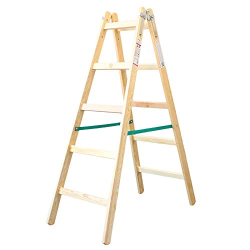 Holzleiter Standard 2x5 Stufen 150kg klappbare Malerleiter Klappleiter Doppelstufenleiter mit Eimerhaken von Verdone