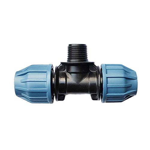 PE-Rohr T-Stück AG Außengewinde 1/2" PP Verschraubung Fittinge 16, 20, 25 - DVGW (25 mm x 1/2" x 25 mm) von Verdone