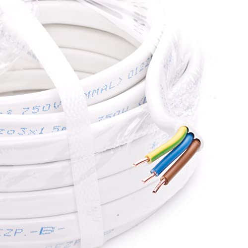 Stromkabel Flachkabel Mantelleitung Elektrokabel Flach Feuchtraumkabel YDYp NYM-J 3x2,5 mm2 450/750V Kabel Elektroleitung - 25m Ring Stromkabel Flachkabel Mantelleitung Elektrokabel Flach Feuchtraumkabel YDYp NYM-J 3x2,5 mm2 450/750V Kabel Elektroleitung - 25m Ring von Verdone