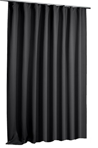 Verdunkelungsvorhang Blackout Vorhang extra breit Kräuselband blickdicht ca. 270x245 cm Gardine #1347 (schwarz) von Verdunklungsgardine
