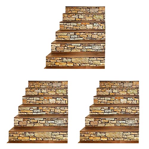 Vereen 18 x 3D-Treppen-Aufkleber, Wandaufkleber, Vintage-Landschaft, Treppenaufkleber, Fliesenstufen, Treppenerhöhungen, Aufkleber von Vereen