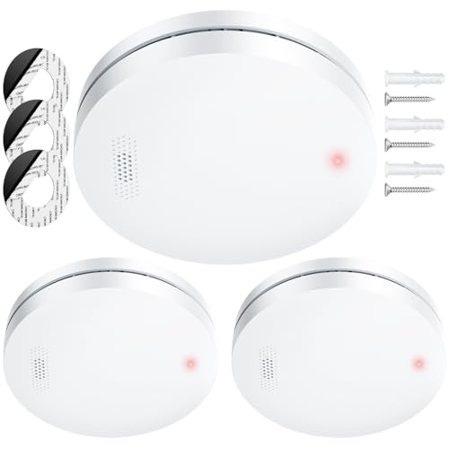 Rauchmelder US Patent 2024, Feuermelder 10 Jahre Batterie Testsieger, Brandmelder, Ohne Bohren, 85dB, Rauchwarnmelder, Vernetzbar - 3 Stück Rauchmelder US Patent 2024, Feuermelder 10 Jahre Batterie Testsieger, Brandmelder, Ohne Bohren, 85dB, Rauchwarnmelder, Vernetzbar - 3 Stück von Verfupet