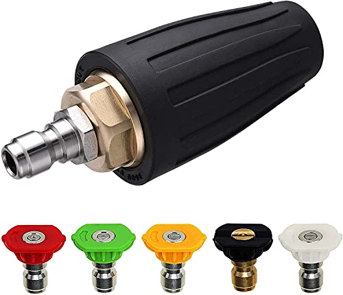 VergilSon Rotierende Turbodüse für Hochdruckreiniger mit 5 Sprühspitzen, 1,8 GPM 4000 PSI 035 Öffnung 1/4 Zoll Quick Connect Reiniger Pistole Spray Zubehör-Set von VergilSon