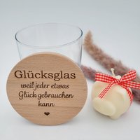 Glücksglas Vorratsglas + Kerze Glücksschwein Glücksbringer Glas Holzdeckel Gravur Geburtstag Mutmacher Neujahr Silvester Mitbringsel Glücksglas Vorratsglas + Kerze Glücksschwein Glücksbringer Glas Holzdeckel Gravur Geburtstag Mutmacher Neujahr Silvester Mitbringsel von VerhyggtGluecklich