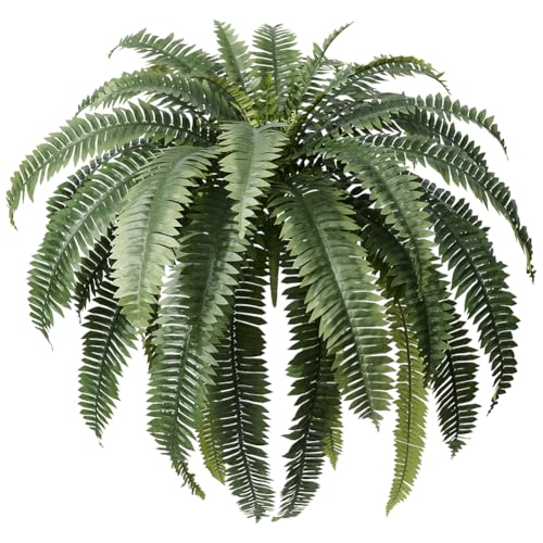 VeriNatural Farn künstlich 122cm Kunstpflanze Große - 1 Stücke Plastikpflanzen mit 39 Flexiblen Zweigen, UV-beständig - Fake Balkonpflanzen Für Tischdeko Garten Vase Hochzeit Party Dekoration,VN141 von VeriNatural