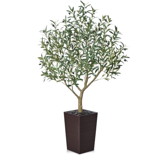 VeriNatural Olivenbaum Künstlich 150 cm - Künstliche Pflanzen Groß mit Seide Blättern & Früchten im Braun Topf- Kunstpflanze wie echt UV-beständig für Innen und Außen, Wohnzimmer, Balkon Deko, VN156 VeriNatural Olivenbaum Künstlich 150 cm - Künstliche Pflanzen Groß mit Seide Blättern & Früchten im Braun Topf- Kunstpflanze wie echt UV-beständig für Innen und Außen, Wohnzimmer, Balkon Deko, VN156 von VeriNatural