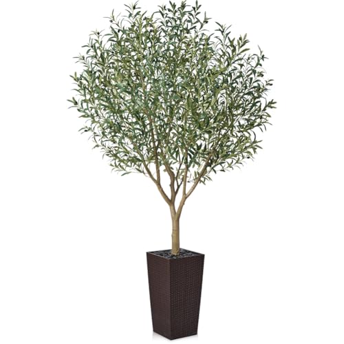 VeriNatural Olivenbaum Künstlich 240 cm - Künstliche Pflanzen Groß mit Seide Blättern & Früchten im Braun Topf- Kunstpflanze wie echt UV-beständig für Innen und Außen, Wohnzimmer, Balkon Deko, VN156 VeriNatural Olivenbaum Künstlich 240 cm - Künstliche Pflanzen Groß mit Seide Blättern & Früchten im Braun Topf- Kunstpflanze wie echt UV-beständig für Innen und Außen, Wohnzimmer, Balkon Deko, VN156 von VeriNatural