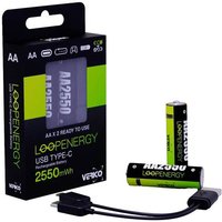Verico LoopEnergy AA USB-C® 2550mWh USB-C® Akku Li-Ion 1700 mAh 1.5V 2St. von Verico