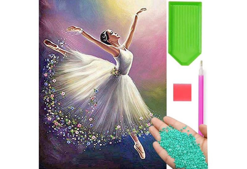 Verkgroup Malen nach Zahlen 5d Diamantgemälde - Die Ballerina Tänzerin Ballet (5d Diamond Painting-Set, 5d Diamond Ballerina mit Farbigen Steinchen), Hochwertige Materialien, funkelnde Diamanten, einfache Anleitung. von Verkgroup