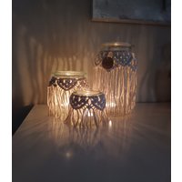 Windlicht Vase Makramee Natur - Deko Hochzeit von VerknoteteGeschenke