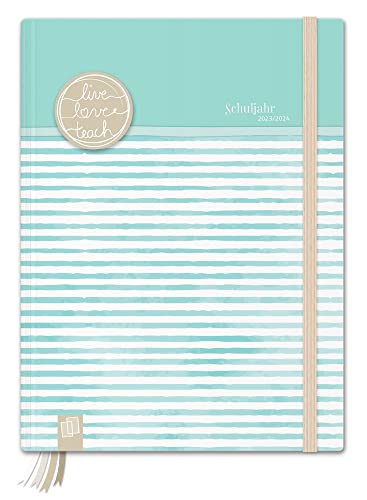 Mein Lehrerplaner - A5+ - Hardcover - Lehrerkalender für das Schuljahr 2023/2024 - Streifenmeer: Schulplaner für Lehrerinnen und Lehrer (live – love – teach) von Verlag An Der Ruhr