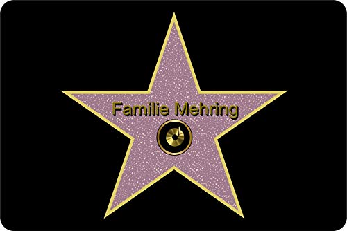 Fußmatte Walk of Fame Terrazzo mit Namen personalisiert Flur Geschenk Eingang Treppenhaus Umzug aussen innen waschbar lustig von Verlag HE