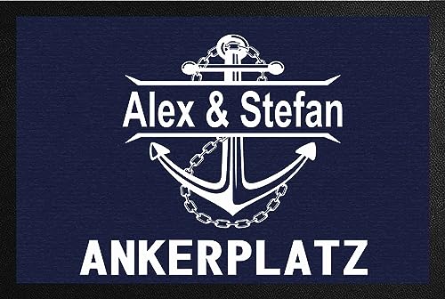 Verlag HE Fußmatte Ankerplatz m. Namen Geschenk Einzug Richtfest maritim Boot Yacht Schiff Norden Meer Hochzeit aussen innen lustig von Verlag HE
