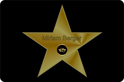 Verlag HE Fußmatte Walk of Fame Goldfarbener-Stern mit Namen personalisiert Flur Geschenk Eingang Treppenhaus Umzug aussen innen waschbar lustig von Verlag HE