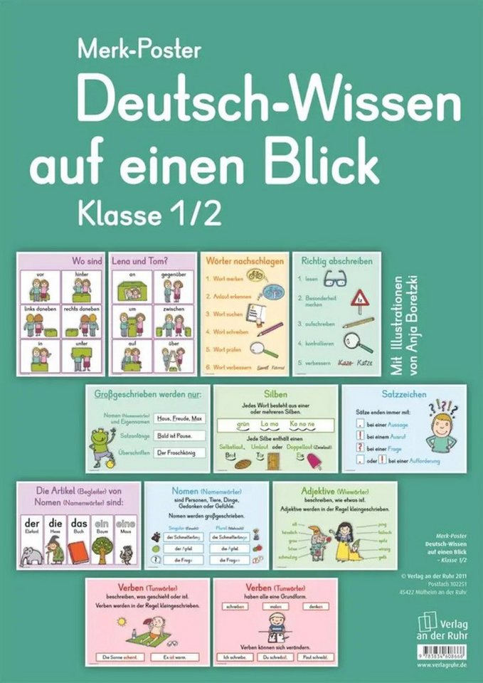 Verlag an der Ruhr Poster Merk-Poster Deutsch-Wissen auf einen Blick Klasse 1/2 von Verlag an der Ruhr