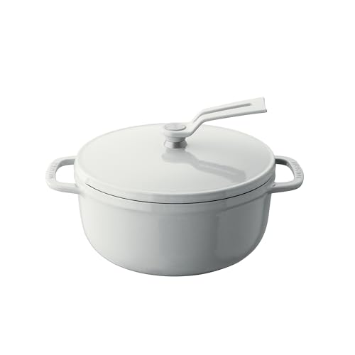 Vermicular Ofentopf 2.0 | leichter emaillierter Gusseisentopf | 18 cm | ungiftig | induktionsgeeignet | Dutch Oven | Made in Japan | Meersalz Weiß von Vermicular
