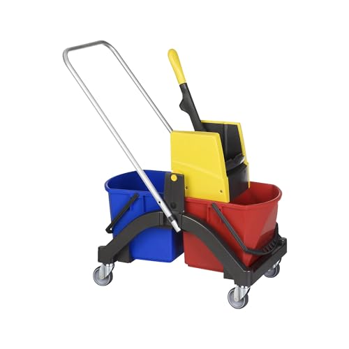 Vermop | Nasswischwagen AQUVA | mit Deichsel und Teleskopstiel | 2 x 17-l-Eimer von Vermop