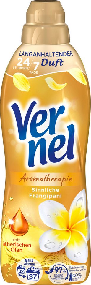 Vernel VERNEL Aromatherapie Weichspüler 37WL Frangipani 814ml Weichspüler (1-St. mit ätherischen Ölen) von Vernel